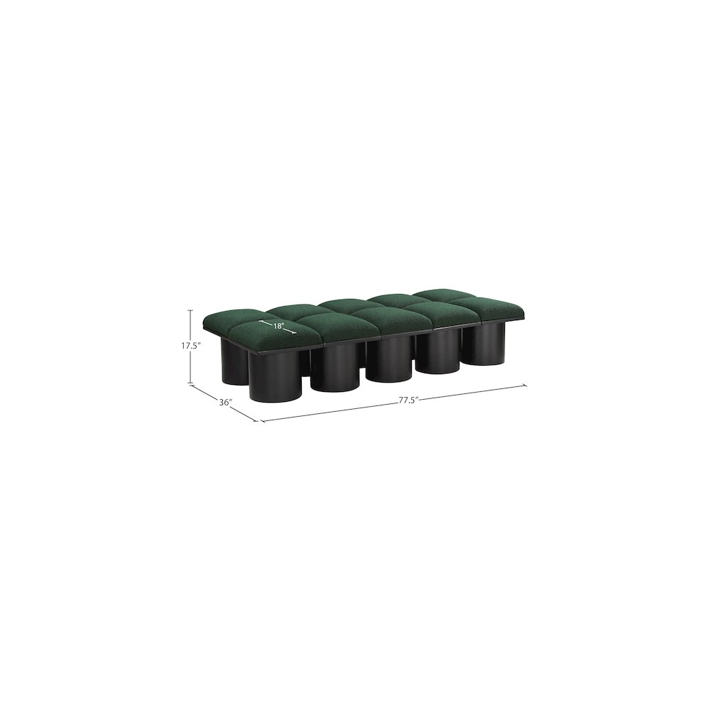 Pavilion Green Boucle Fabric Bench. Picture 6