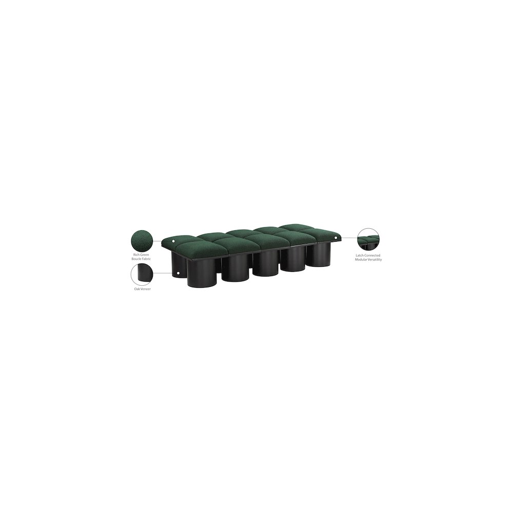 Pavilion Green Boucle Fabric Bench. Picture 7