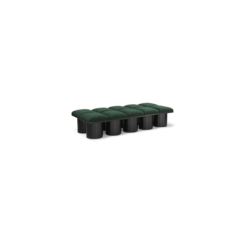Pavilion Green Boucle Fabric Bench. Picture 1