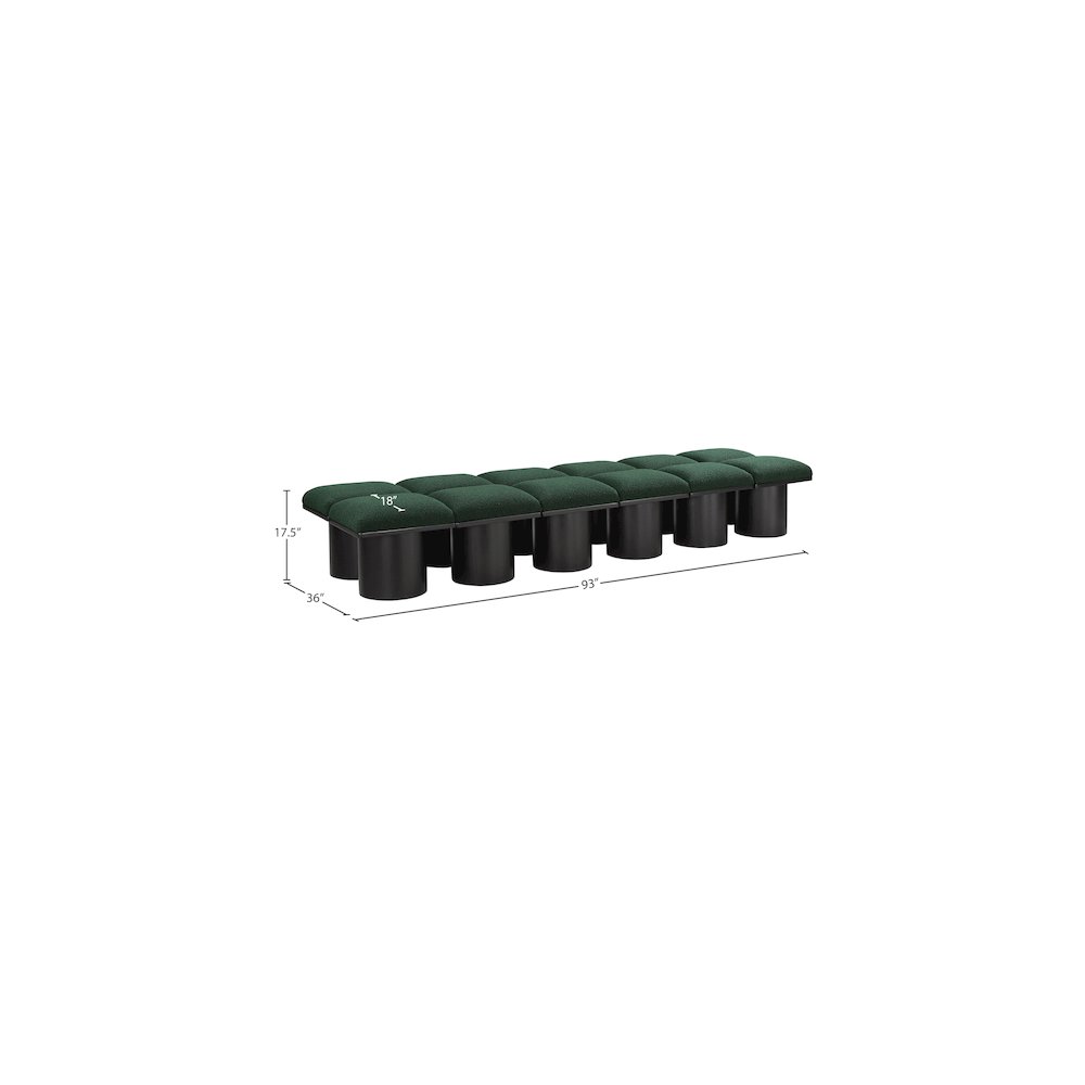 Pavilion Green Boucle Fabric Bench. Picture 5