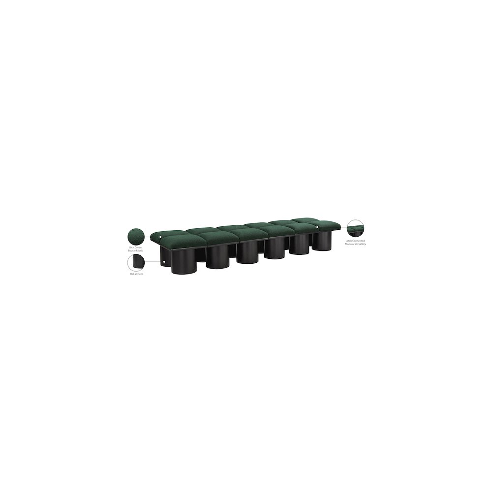 Pavilion Green Boucle Fabric Bench. Picture 6