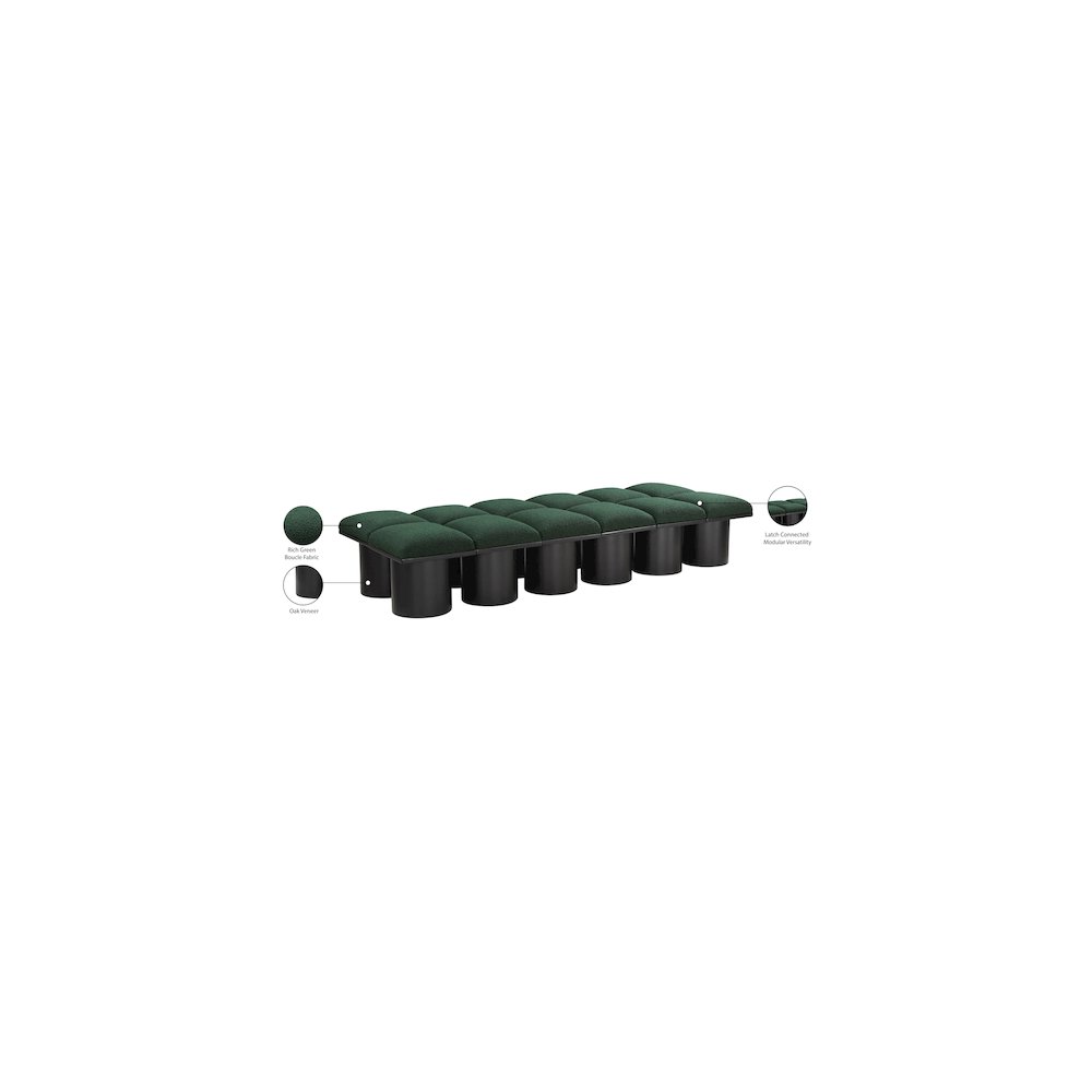 Pavilion Green Boucle Fabric Bench. Picture 7