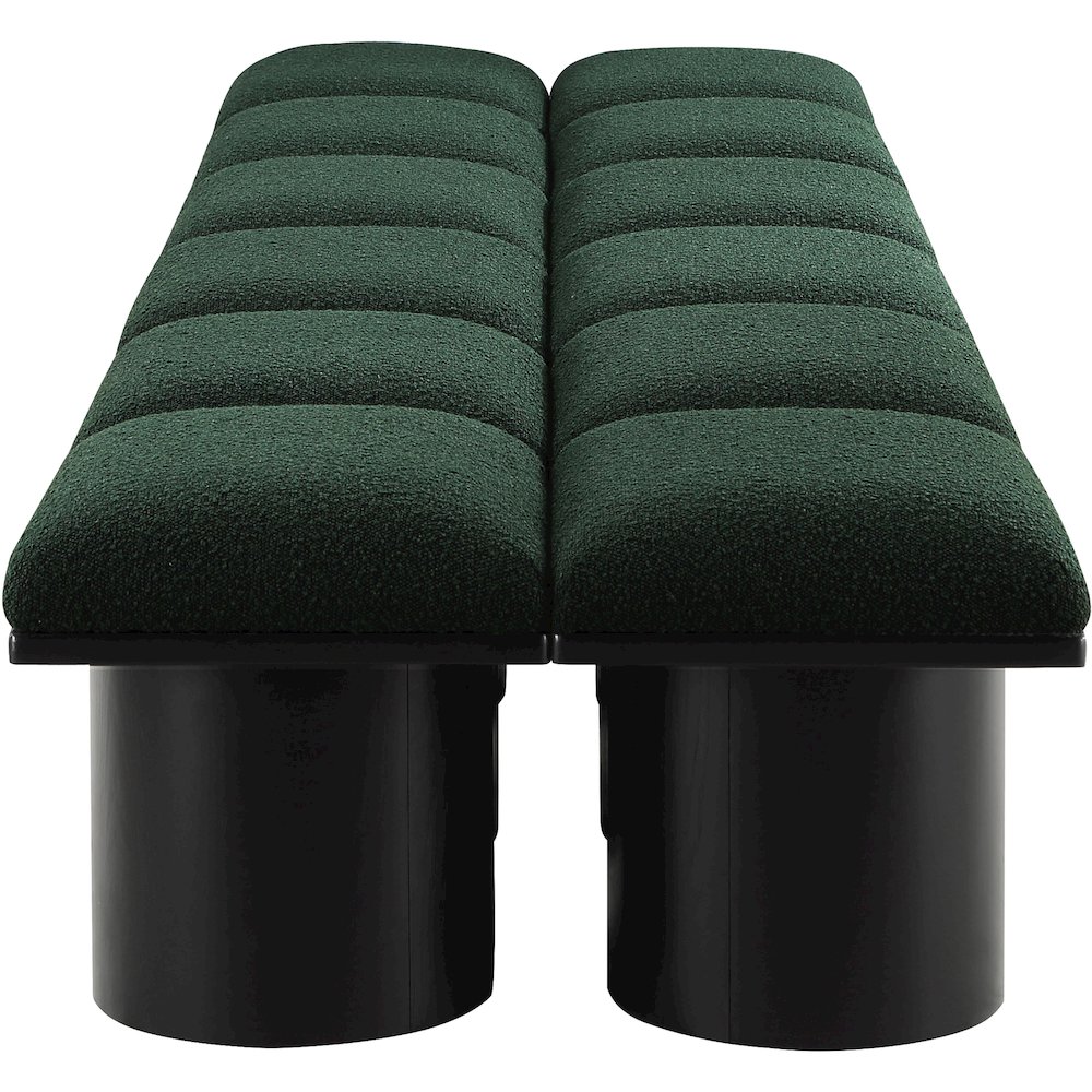 Pavilion Green Boucle Fabric Bench. Picture 3