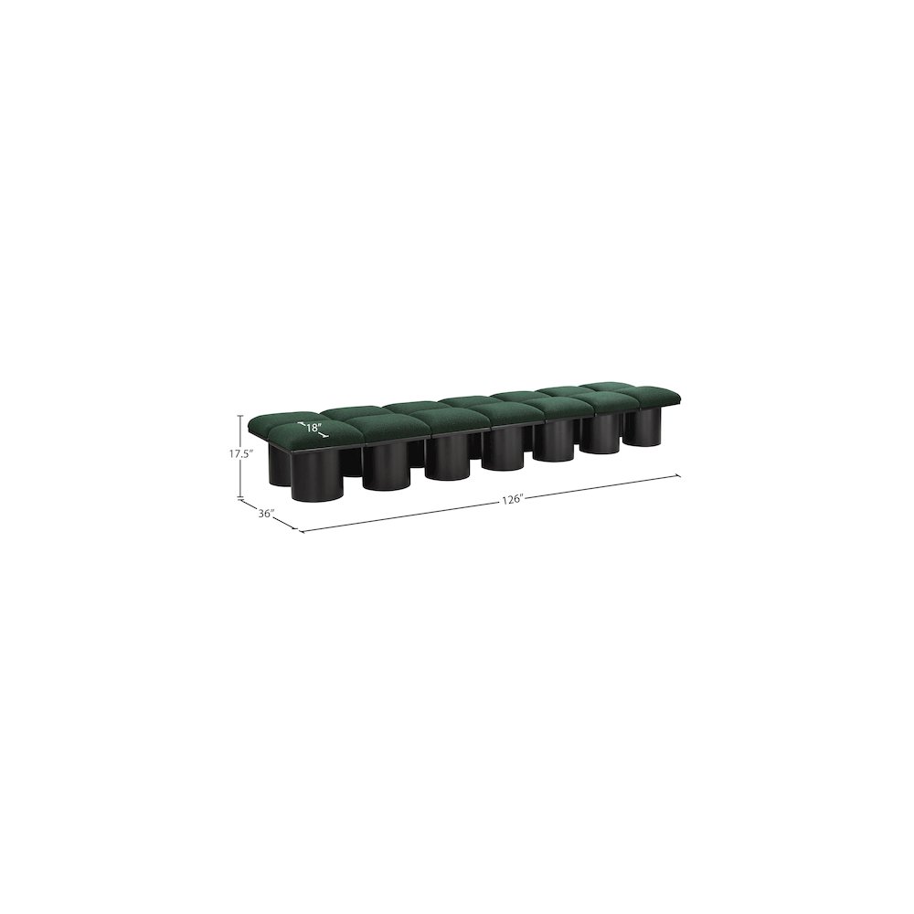 Pavilion Green Boucle Fabric Bench. Picture 5