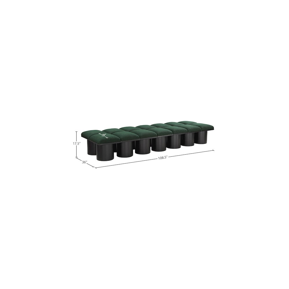 Pavilion Green Boucle Fabric Bench. Picture 6