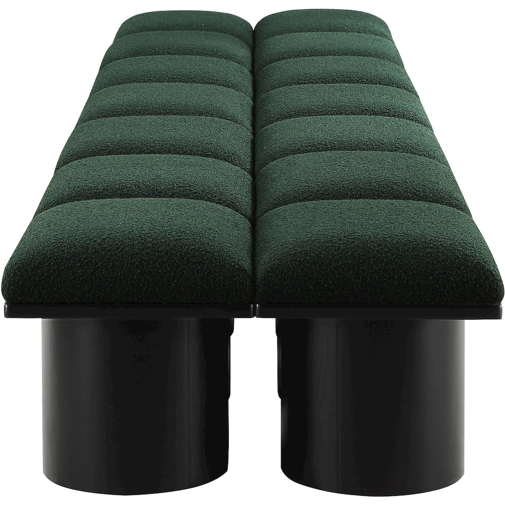 Pavilion Green Boucle Fabric Bench. Picture 3