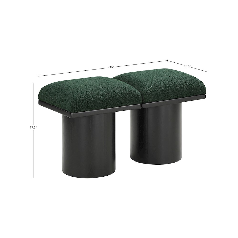 Pavilion Green Boucle Fabric Bench. Picture 6