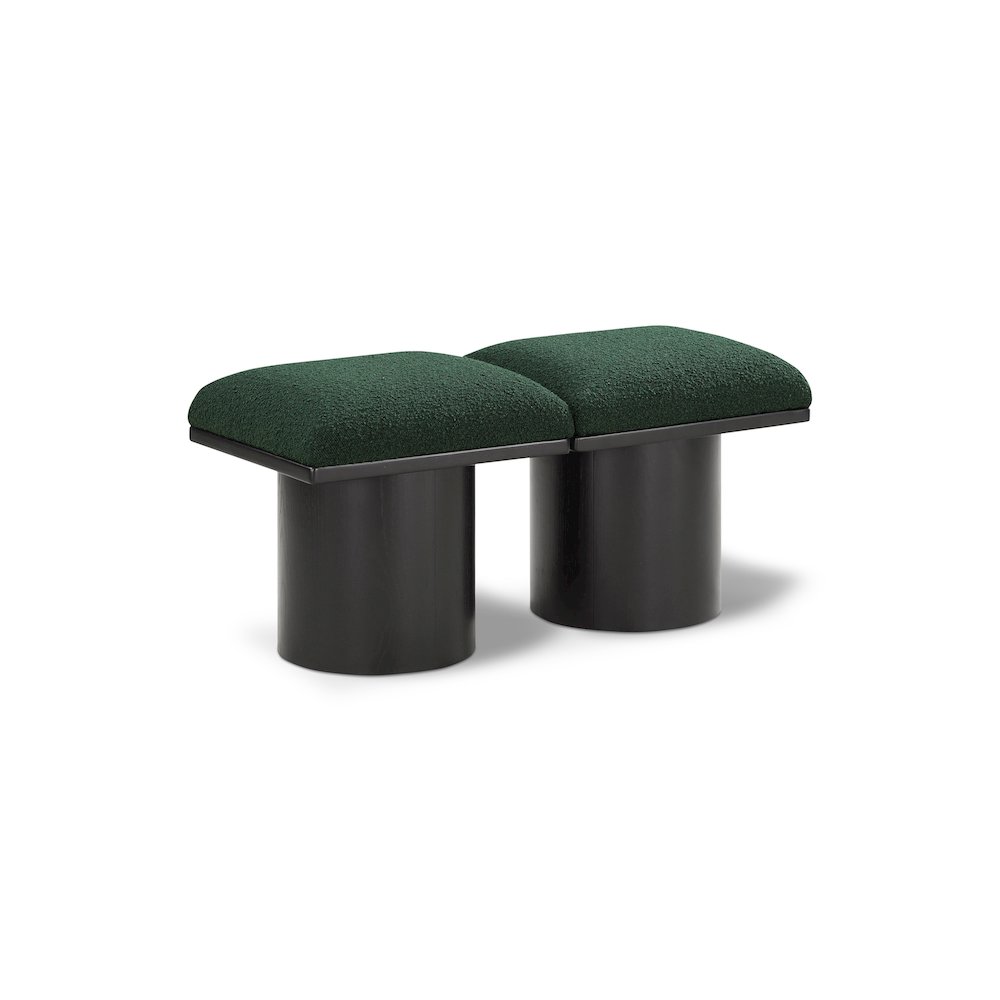 Pavilion Green Boucle Fabric Bench. Picture 1