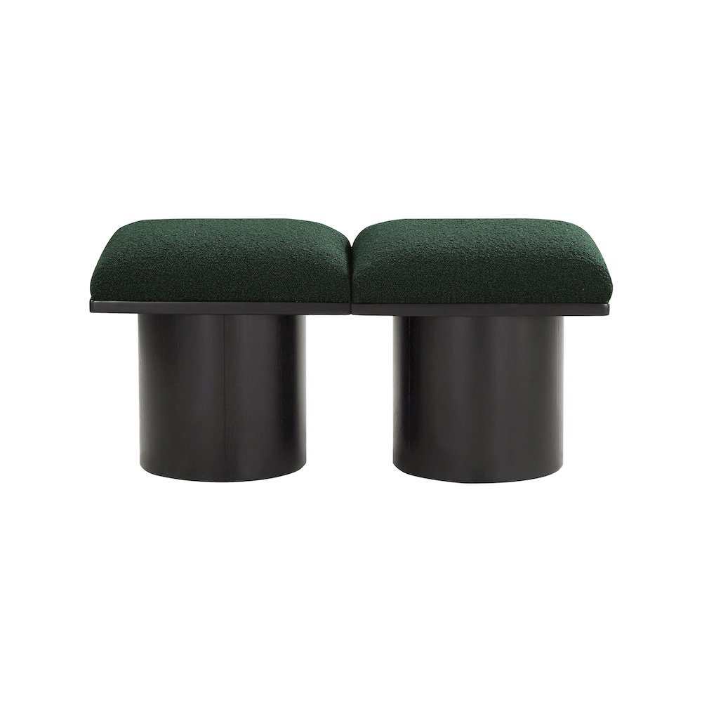 Pavilion Green Boucle Fabric Bench. Picture 2