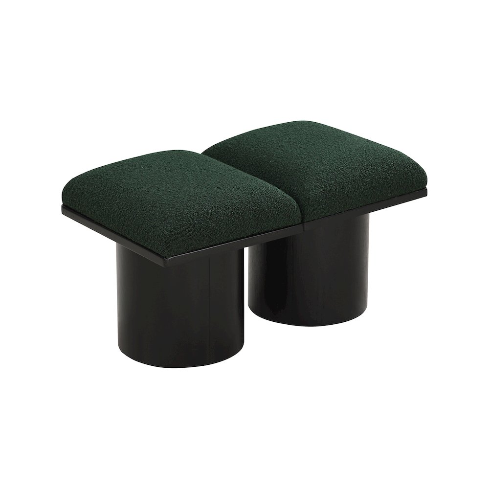 Pavilion Green Boucle Fabric Bench. Picture 3