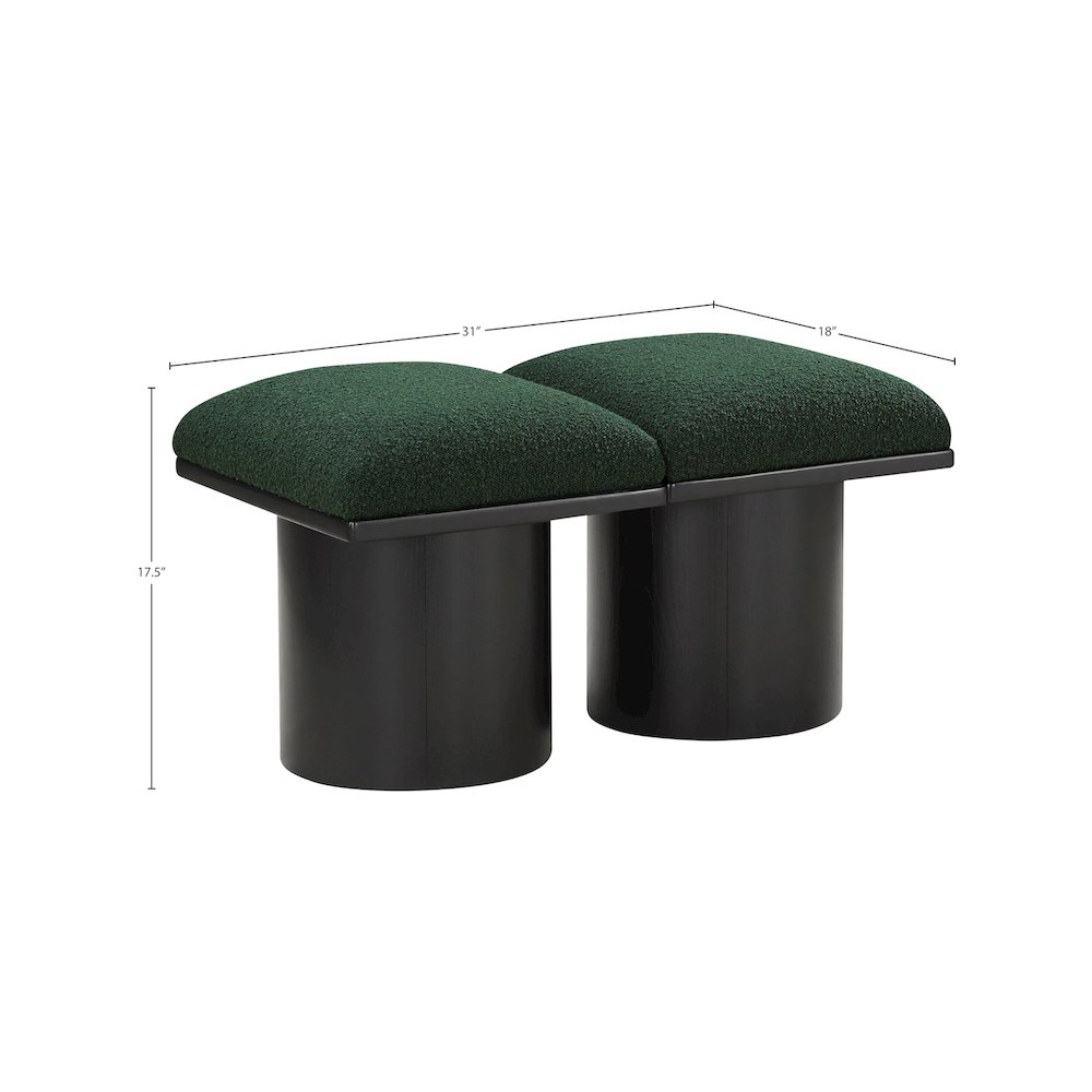 Pavilion Green Boucle Fabric Bench. Picture 5