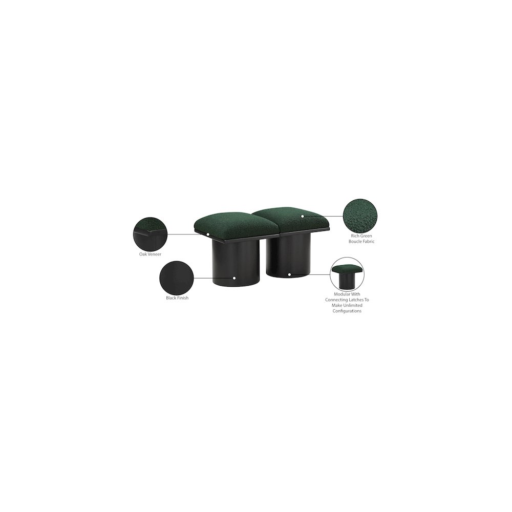 Pavilion Green Boucle Fabric Bench. Picture 6