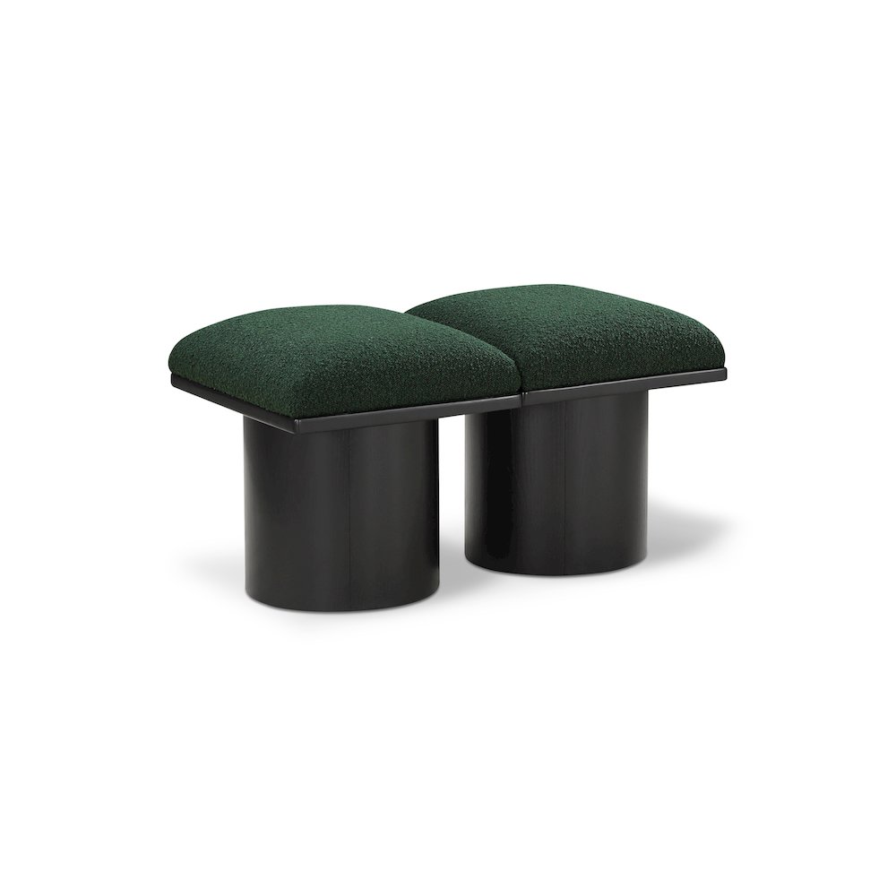 Pavilion Green Boucle Fabric Bench. Picture 1