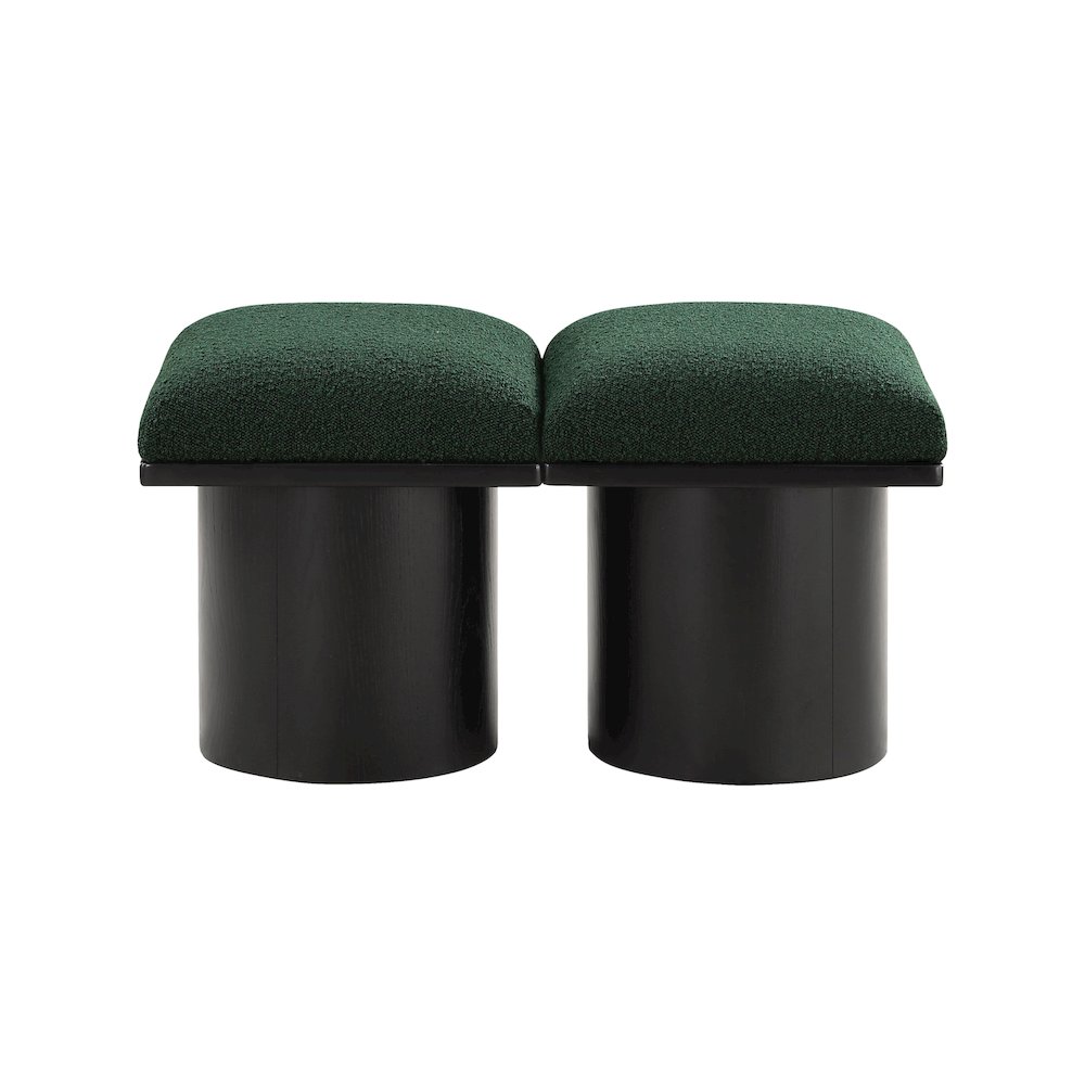 Pavilion Green Boucle Fabric Bench. Picture 2