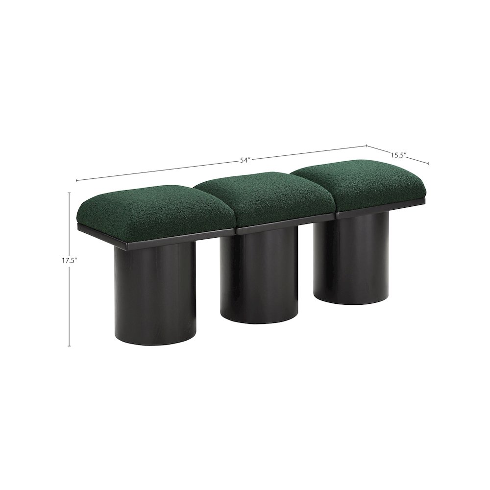 Pavilion Green Boucle Fabric Bench. Picture 6