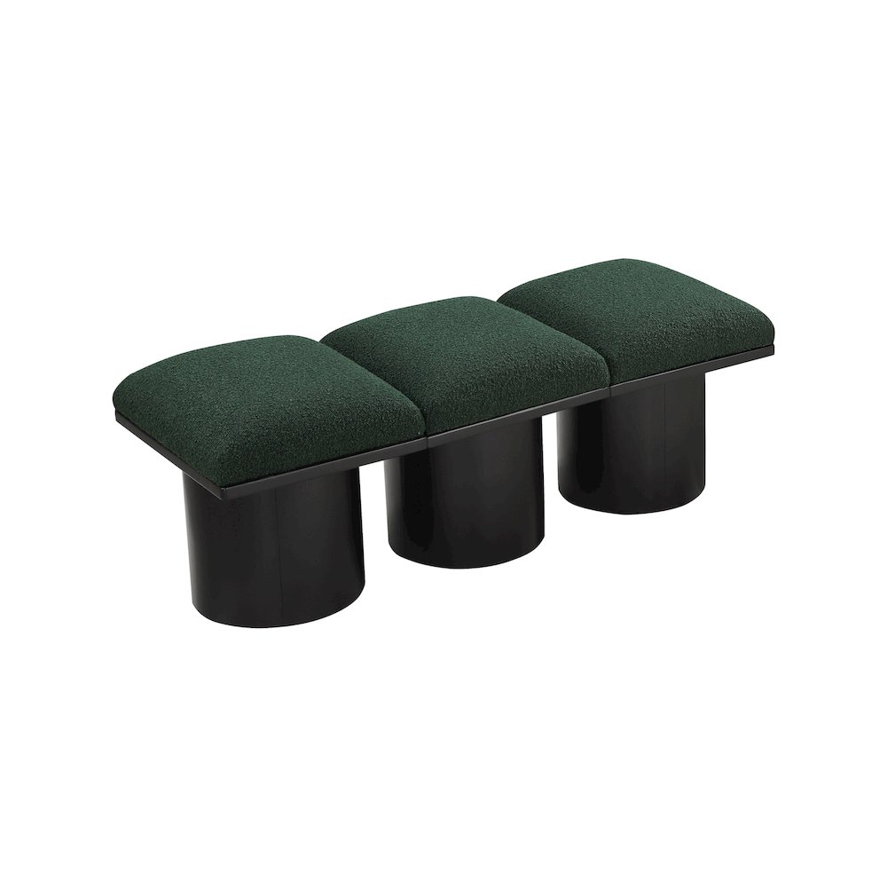 Pavilion Green Boucle Fabric Bench. Picture 4