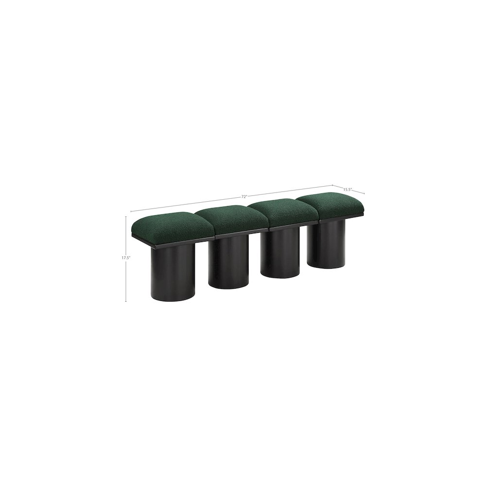 Pavilion Green Boucle Fabric Bench. Picture 6