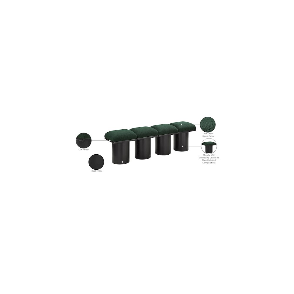 Pavilion Green Boucle Fabric Bench. Picture 7