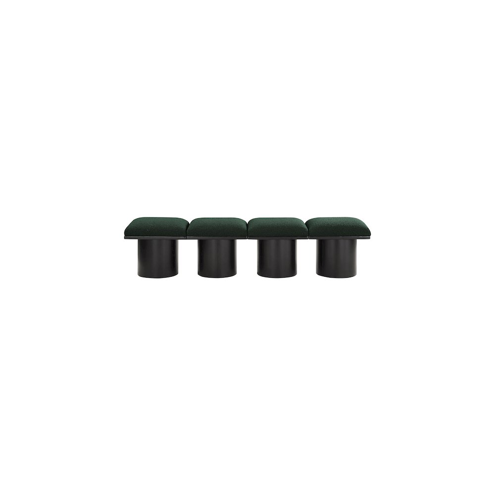 Pavilion Green Boucle Fabric Bench. Picture 2