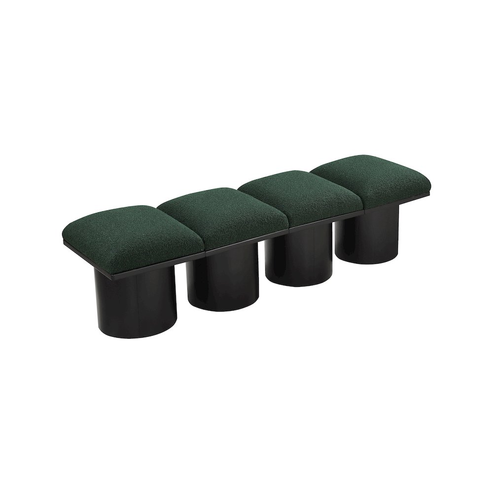 Pavilion Green Boucle Fabric Bench. Picture 4