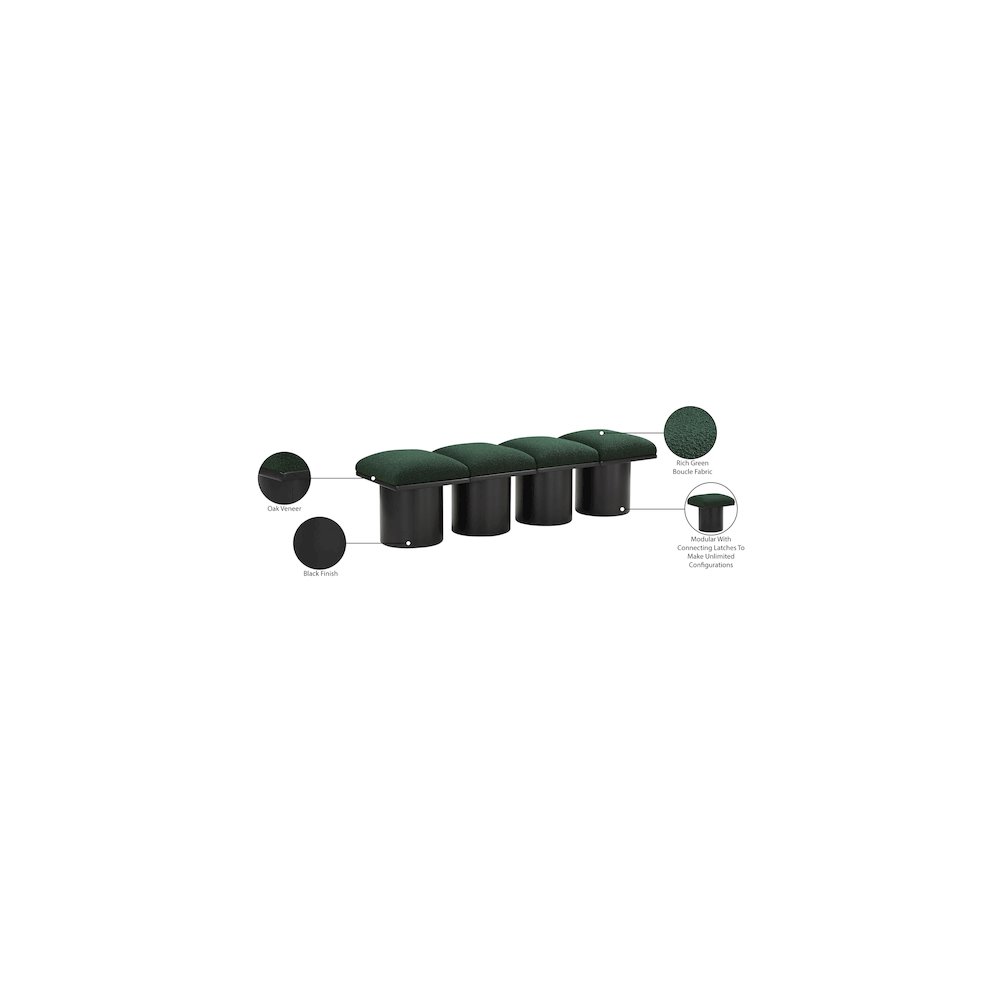 Pavilion Green Boucle Fabric Bench. Picture 6