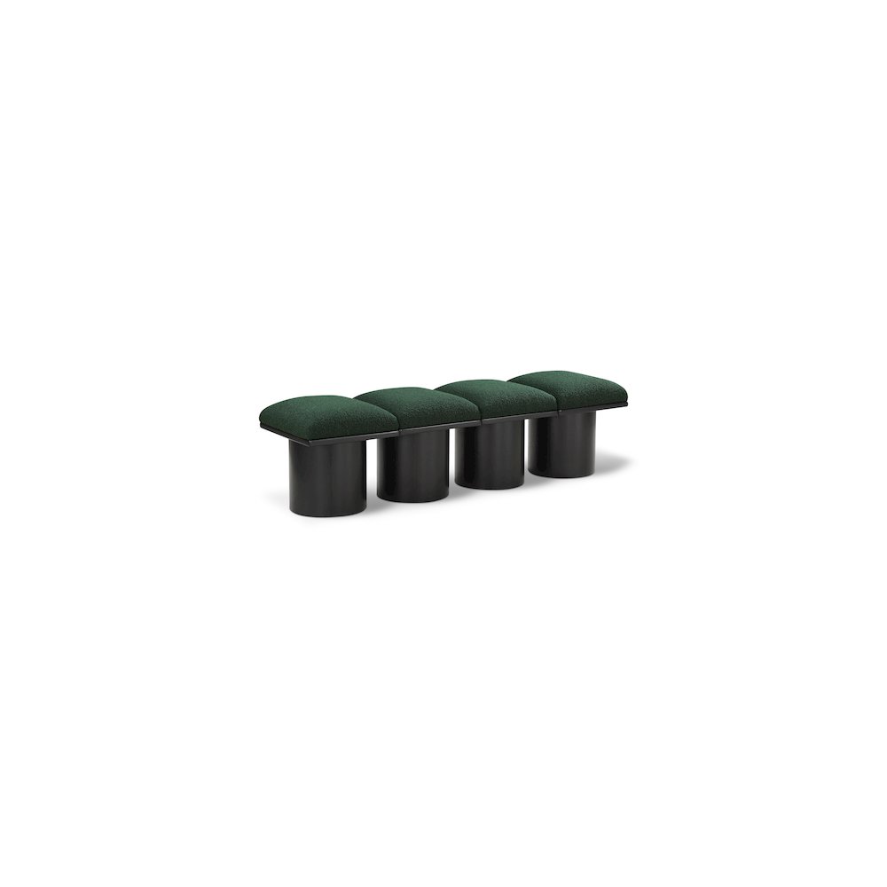 Pavilion Green Boucle Fabric Bench. Picture 1