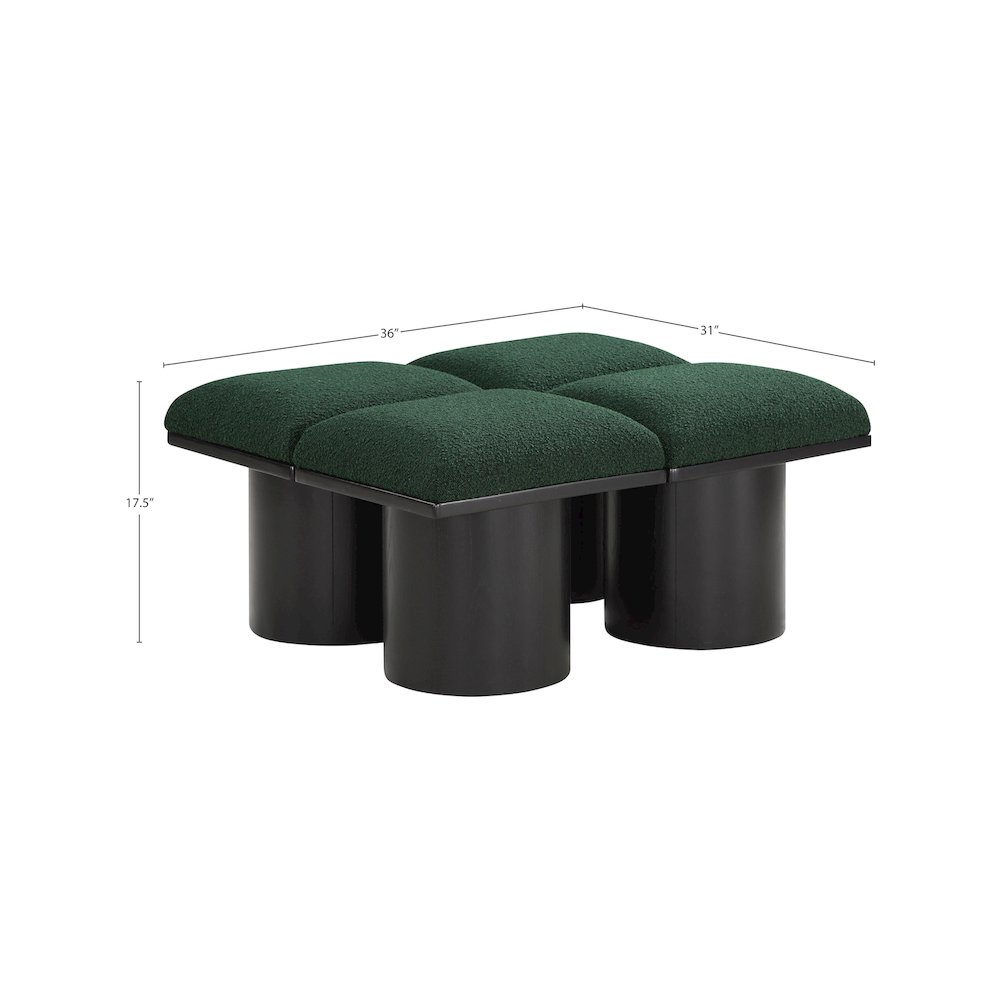 Pavilion Green Boucle Fabric Bench. Picture 5