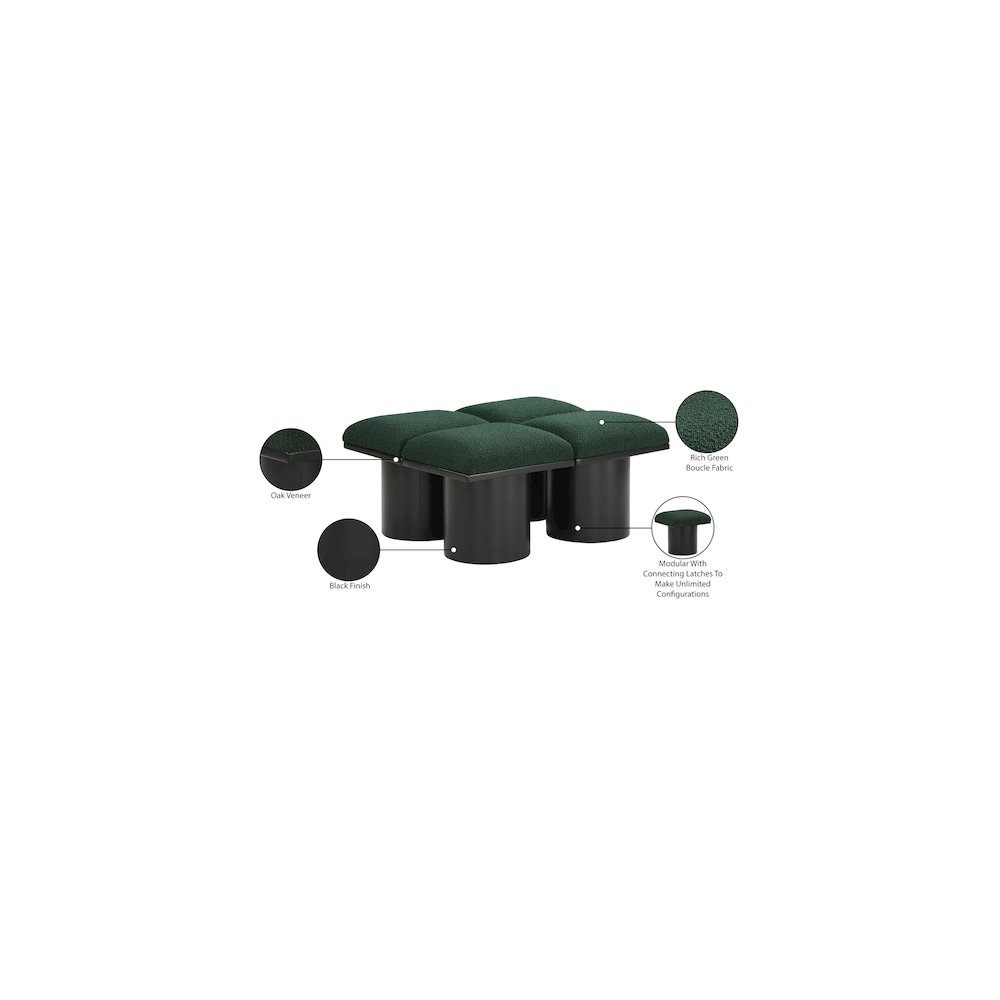 Pavilion Green Boucle Fabric Bench. Picture 6