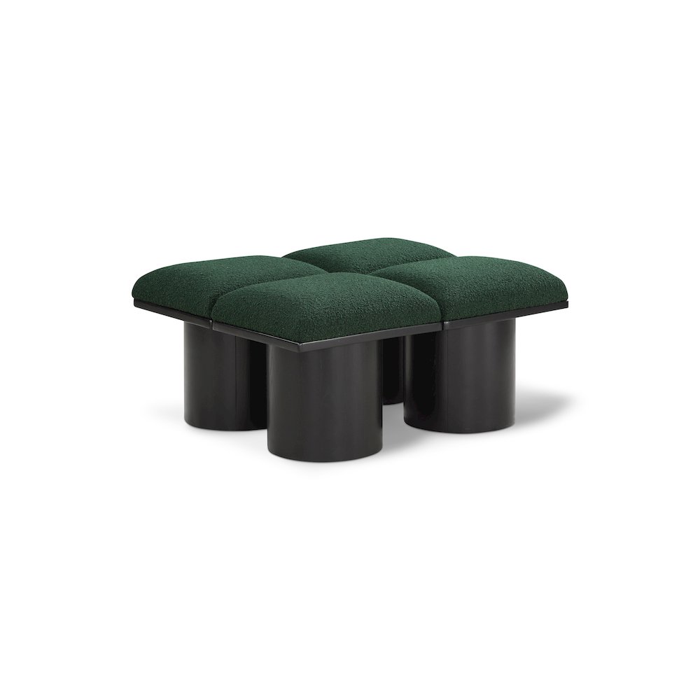 Pavilion Green Boucle Fabric Bench. Picture 1