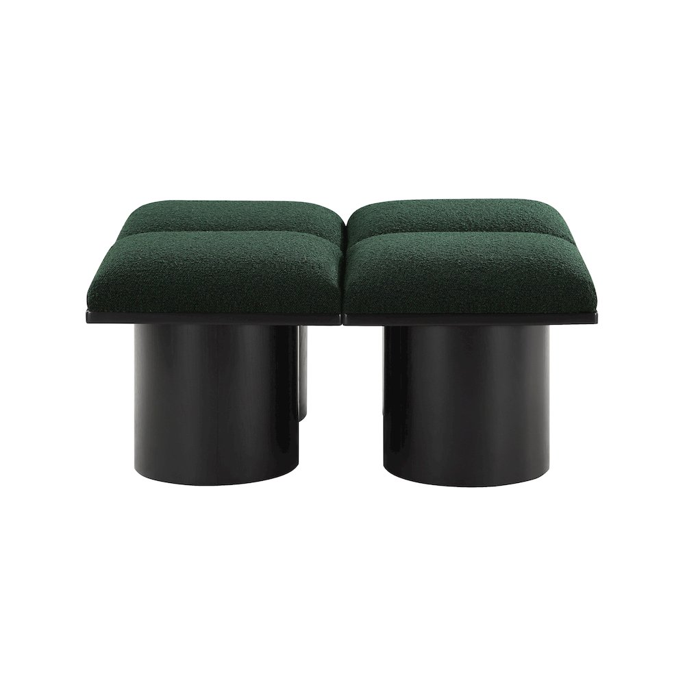 Pavilion Green Boucle Fabric Bench. Picture 2