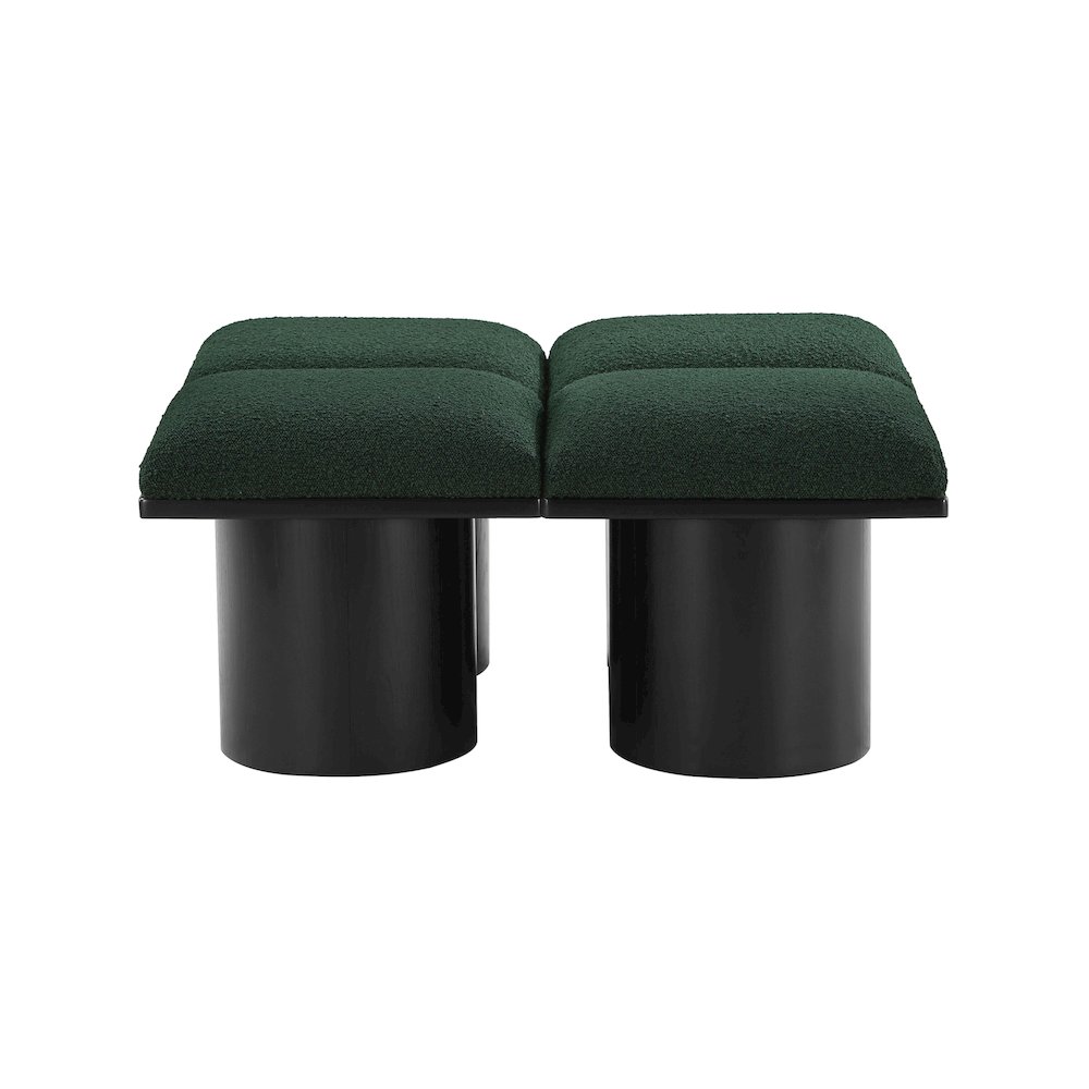 Pavilion Green Boucle Fabric Bench. Picture 3