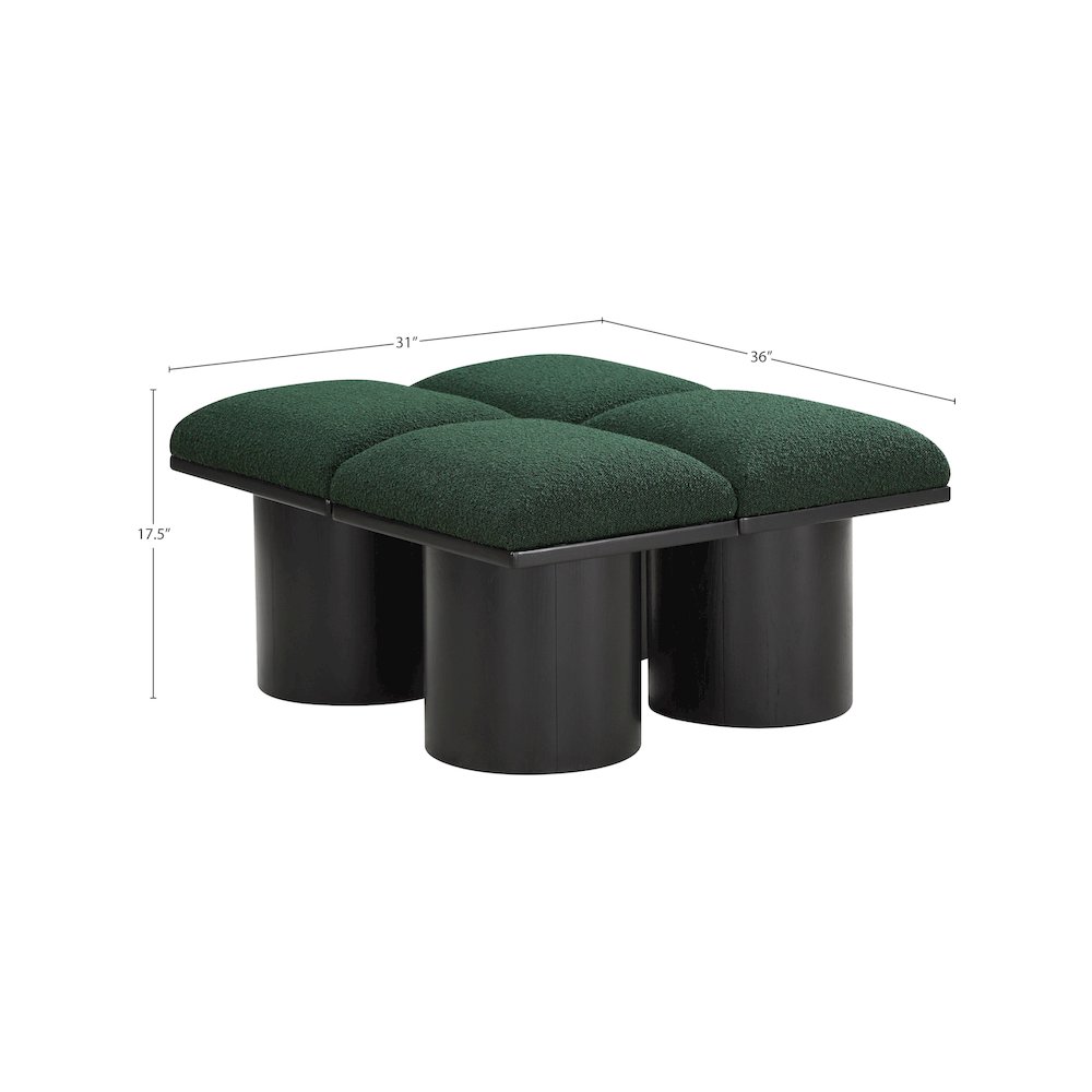 Pavilion Green Boucle Fabric Bench. Picture 6