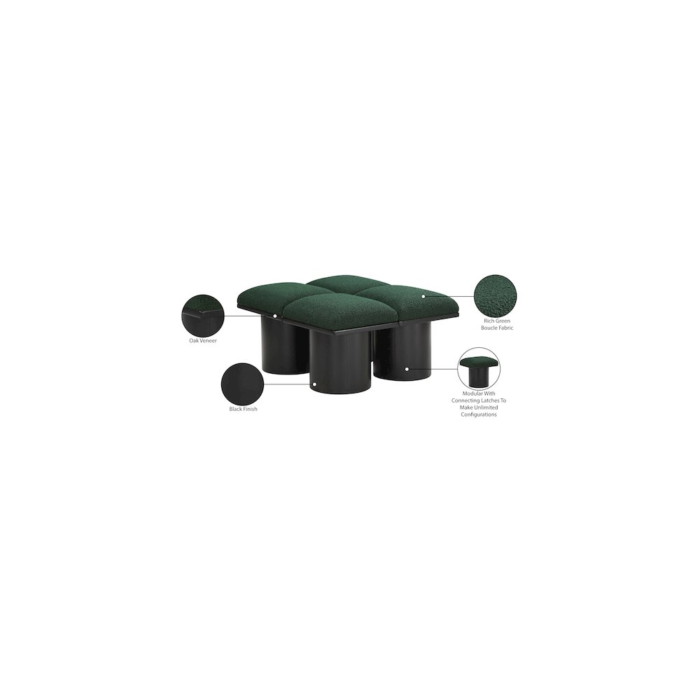 Pavilion Green Boucle Fabric Bench. Picture 7