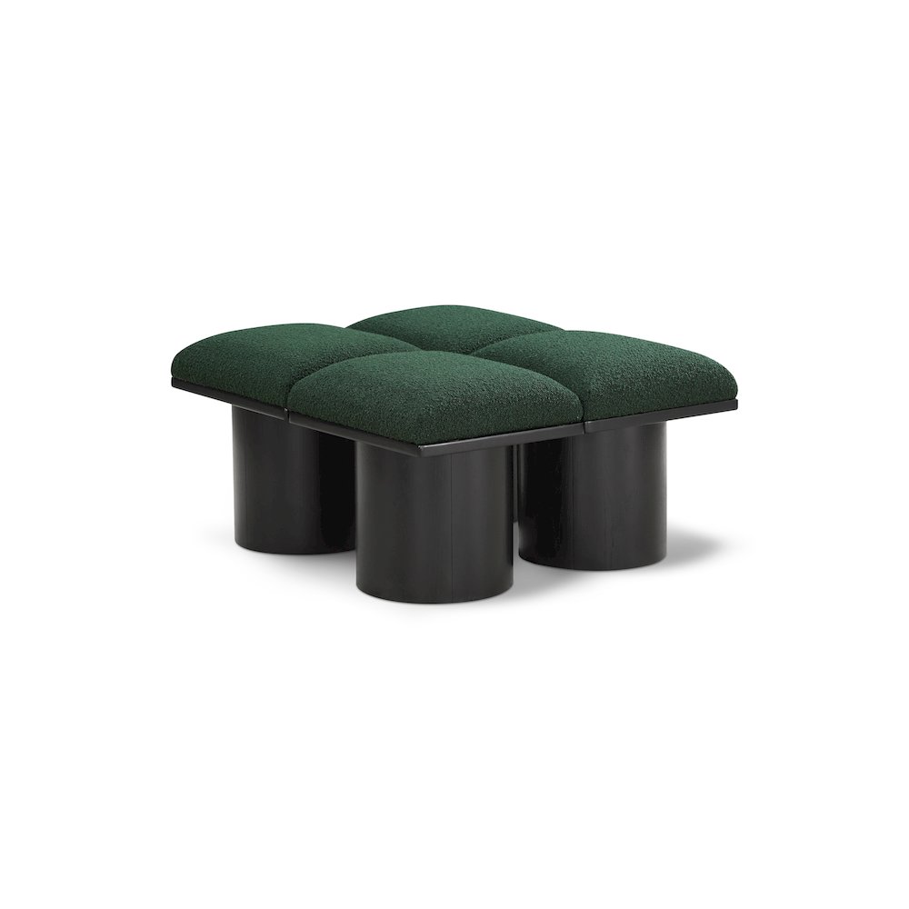 Pavilion Green Boucle Fabric Bench. Picture 1