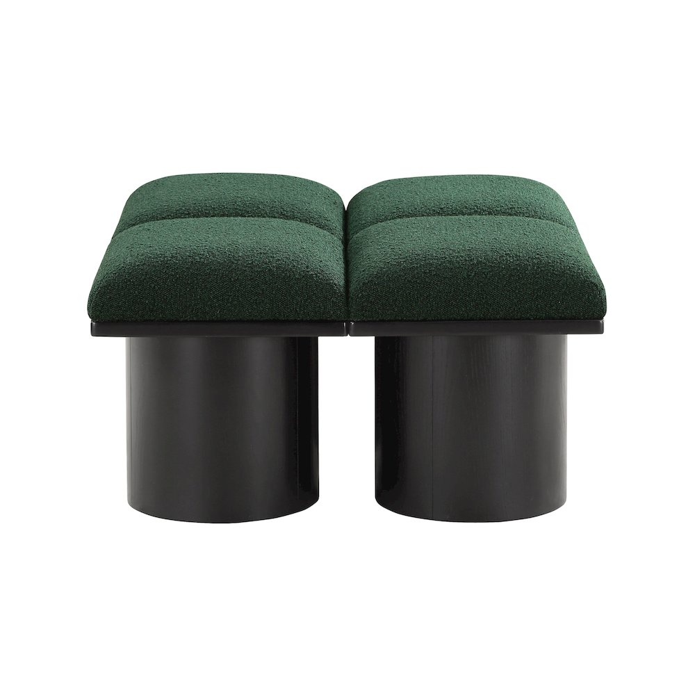 Pavilion Green Boucle Fabric Bench. Picture 2