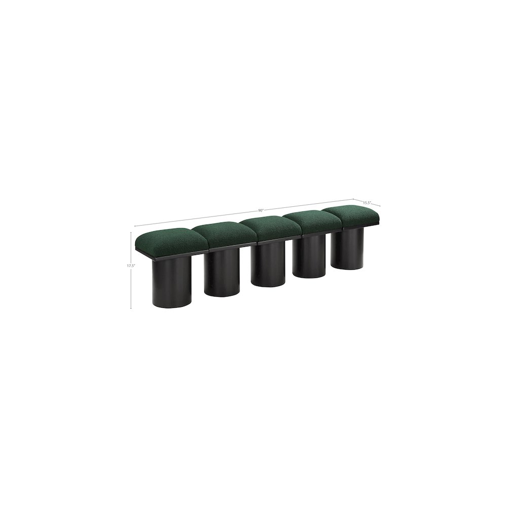 Pavilion Green Boucle Fabric Bench. Picture 6