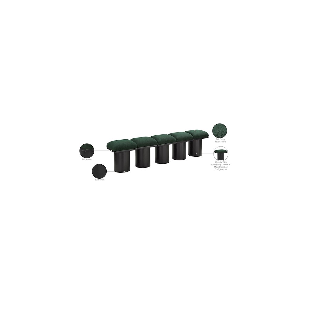 Pavilion Green Boucle Fabric Bench. Picture 7