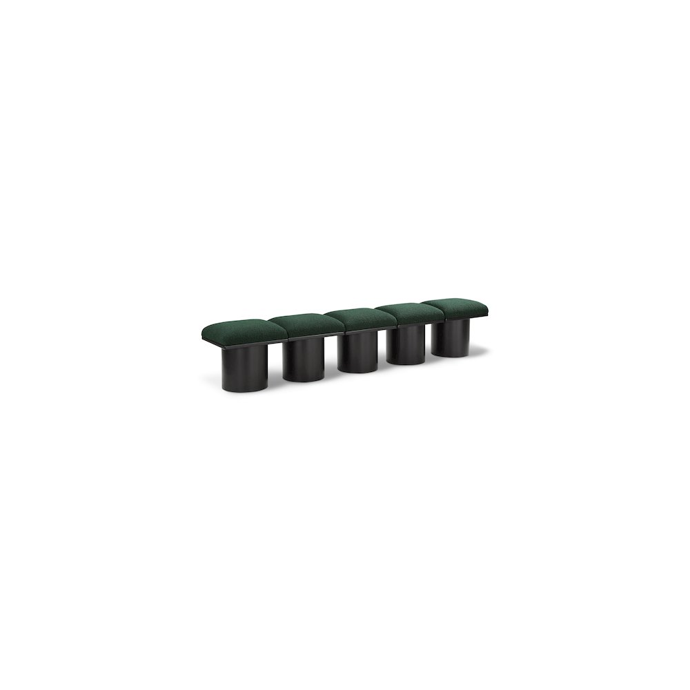 Pavilion Green Boucle Fabric Bench. Picture 1