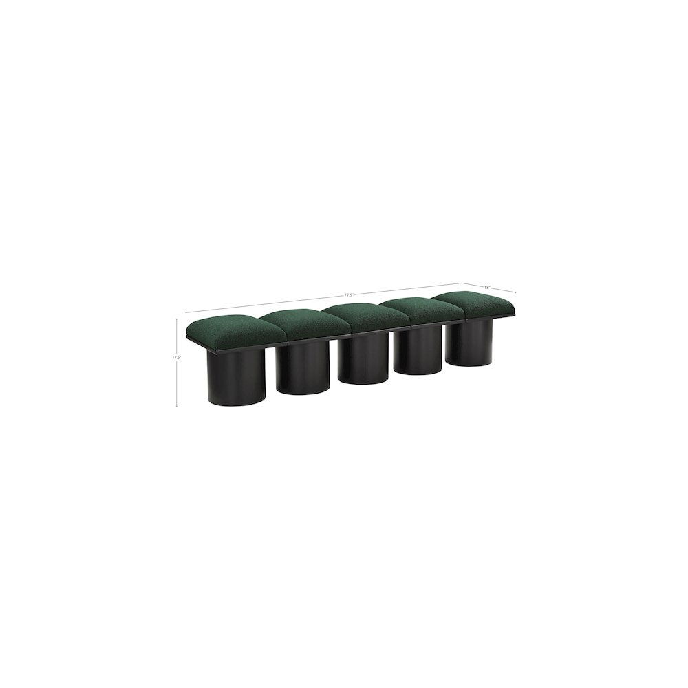 Pavilion Green Boucle Fabric Bench. Picture 5
