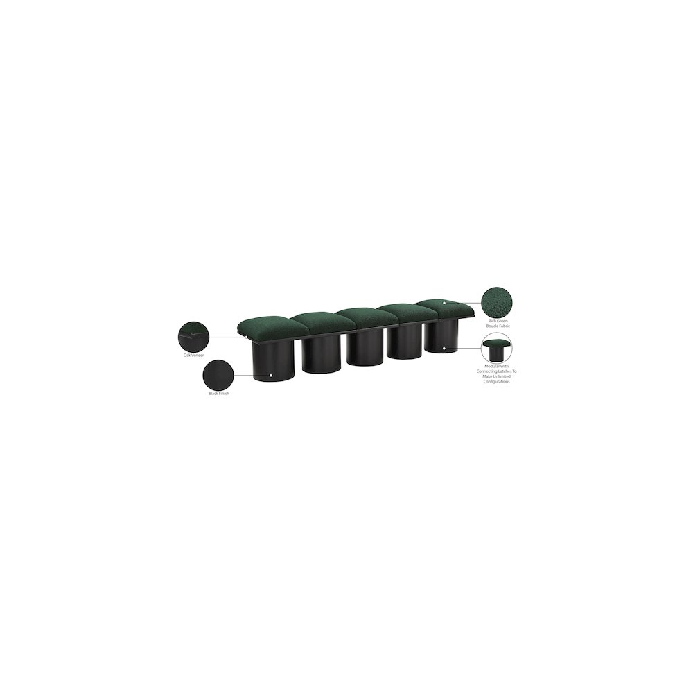 Pavilion Green Boucle Fabric Bench. Picture 6