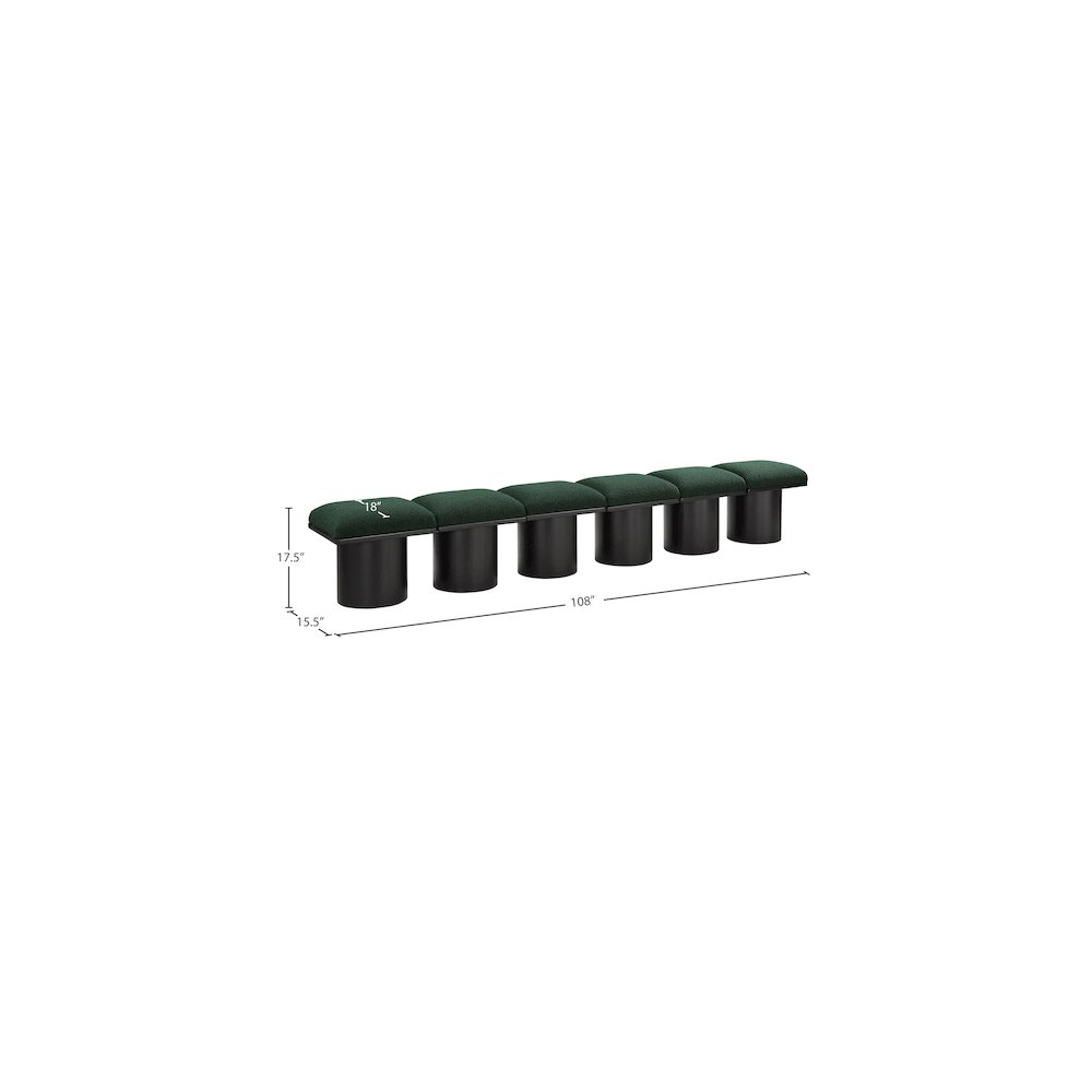 Pavilion Green Boucle Fabric Bench. Picture 6