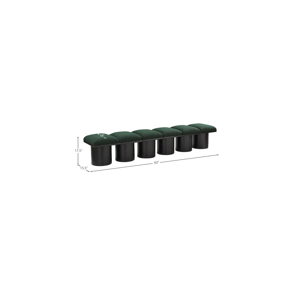 Pavilion Green Boucle Fabric Bench. Picture 5