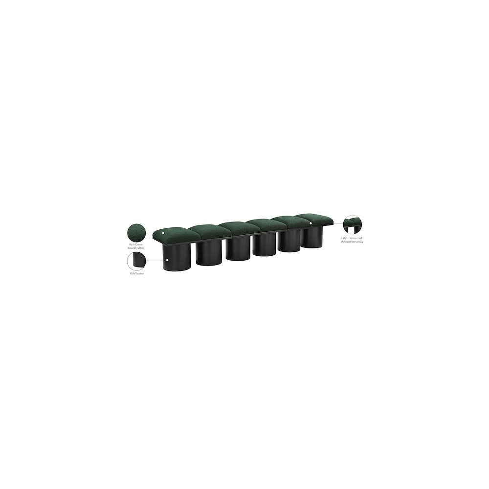 Pavilion Green Boucle Fabric Bench. Picture 6