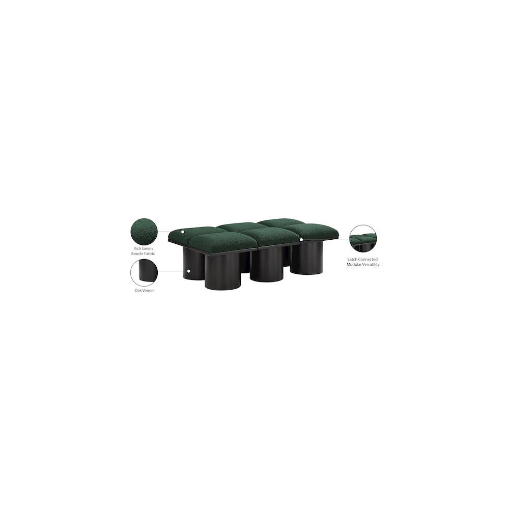 Pavilion Green Boucle Fabric Bench. Picture 6