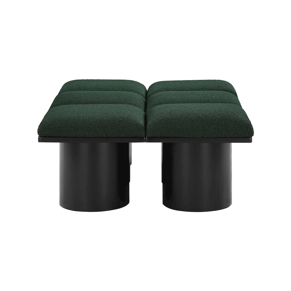 Pavilion Green Boucle Fabric Bench. Picture 3