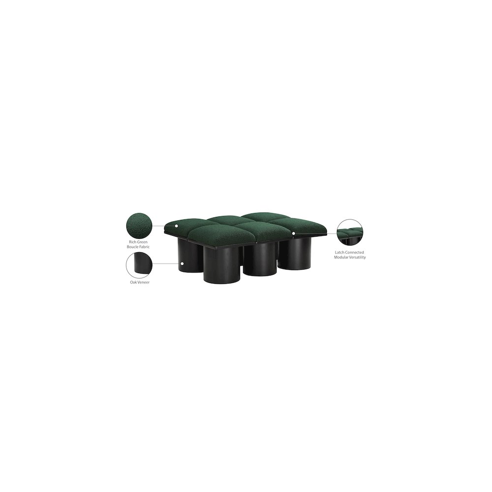 Pavilion Green Boucle Fabric Bench. Picture 7