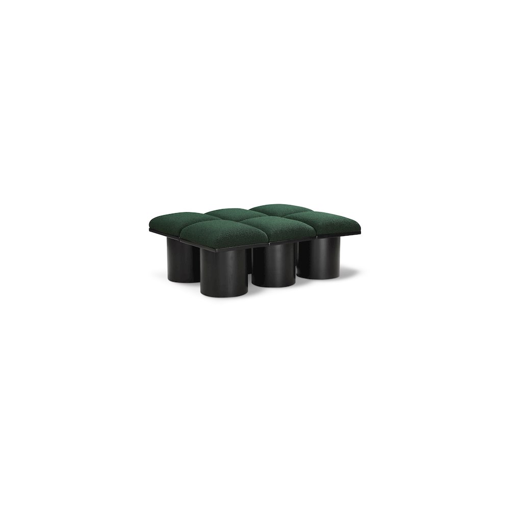 Pavilion Green Boucle Fabric Bench. Picture 1