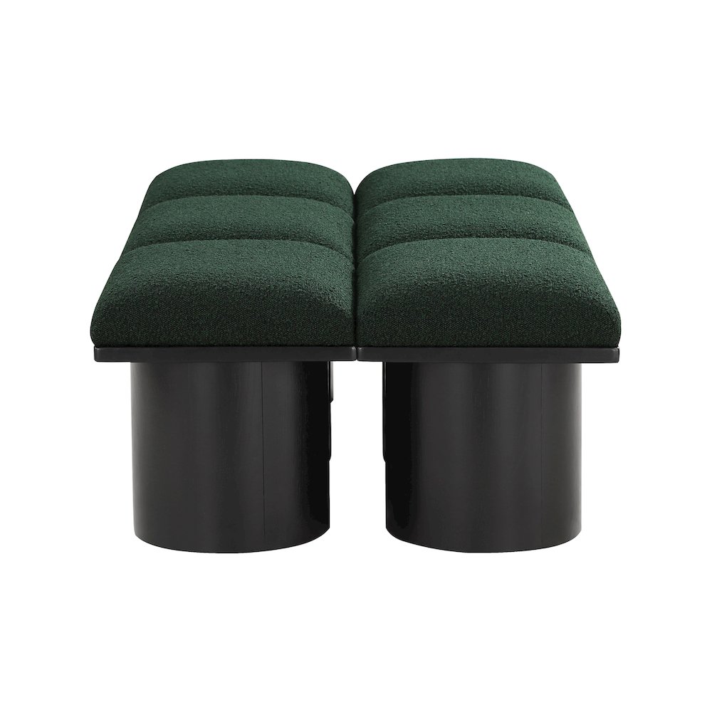 Pavilion Green Boucle Fabric Bench. Picture 3