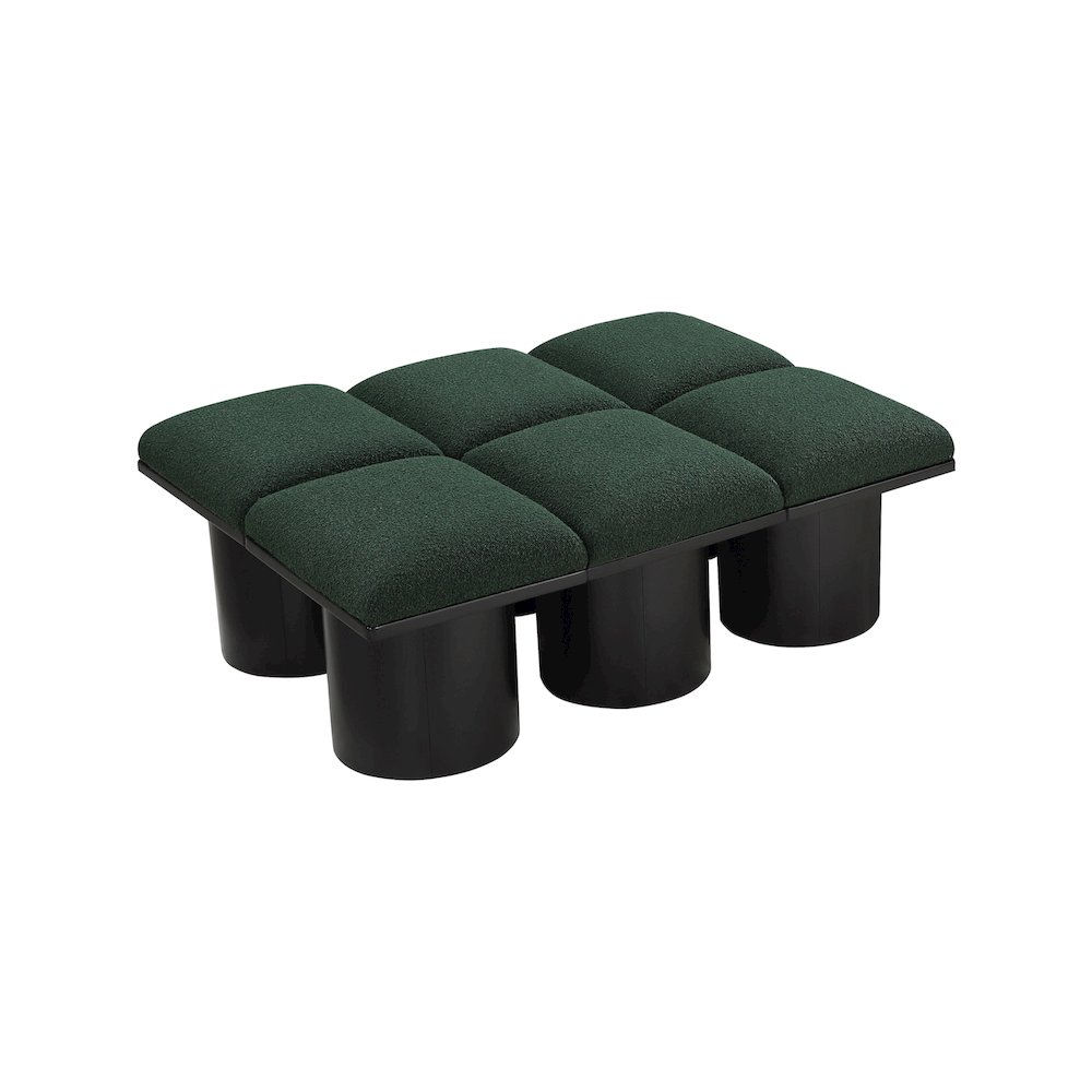 Pavilion Green Boucle Fabric Bench. Picture 4