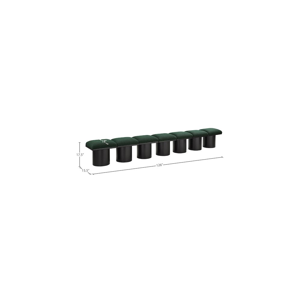 Pavilion Green Boucle Fabric Bench. Picture 6
